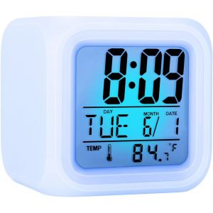 KAL-Réveil Numérique Pour Enfants Avec 7 Couleurs Led Changeantes | Réveil De Chevet Avec Affichage De Température | Cadeau Parfait Pour Filles Et Garçons - Neuf
