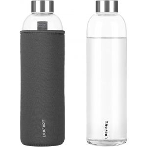 Shiba-Bouteille En Verre 1 Litre 1000ml, Sans Bpa, Anti-Fuite, Gourde Reutilisable En Borosilicate, Bouteille D'eau En Verre Pour [1 - Neuf