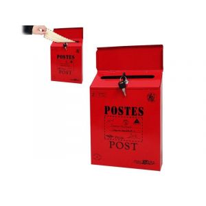 Boîte aux lettres murale verrouillable en métal - Rouge - Boîte de dépôt sécurisée avec serrure à clé pour usage extérieur - Neuf