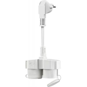 CHENG-Double Fiche pour Prise, Rallonge Court &Eacute;lectrique Double Prise, 16A/250V/Max 3000W Double Prise Electrique, 1,5 mm&sup2;, Prise Double Schuko C&acirc;ble IP44 Multiprise &Eacute;tanche, pour &agrave; la Maison, Bureau - Neuf