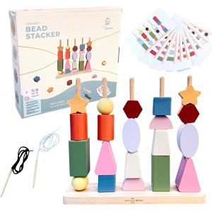 ChenQuanSarl-Montessori Jouet 3 Ans En Bois Pour Ranger Et Empiler | Grandes Pi&egrave;ces Et Couleurs Pastel | Base Fixe Massive | Jouets &Eacute;ducatifs 3 Ans | Design Exclusif - Neuf
