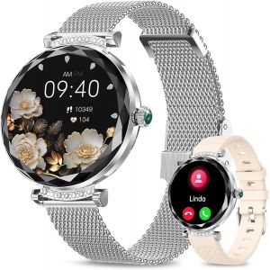 Montre Connect&eacute;e Femme avec Appel Bluetooth, 1.19&iquest; AMOLED Smartwatch Femme avec 2 Bracelet, 100+ Modes Sport, Fr&eacute;quence Cardiaque SpO2 Sommeil, Etanche IP68 Montre Connectee Sport pour Android iOS - Neuf