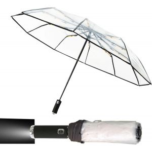 ERSHI-Parapluie Pliant, Parapluie de voyage coupe-vent, Lumière LED, Compact, Parapluie de Poche, conception à pliage inversé, ban[1421] - Neuf