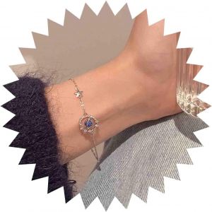 Eryi-Bracelet Lune Étoile Boho Petit Bracelet En Cristal Saphir Bracelet Argent Croissant Bracelet Chaîne Lune Cristal Bracelets Minimaliste Petit Bracelet Étoile Bijoux Pour Femmes Et Filles - Neuf
