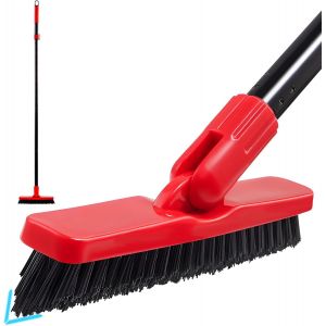 KALANKA-Brosse à Coulis avec Long Manche(132cm), Nettoyeur de Carrelage et de Joints de Sol avec Poils Rigides, Brosse de Nettoyage pour Carreaux, Salle de Bain, Cuisine, Douche, Plinthes(Rouge) - Neuf