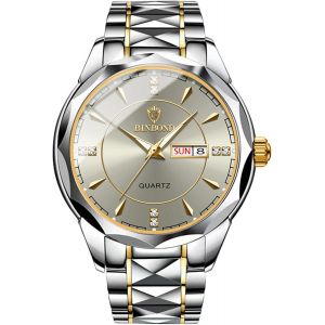 Eryi-Montre À Quartz Analogique Conçue À La Mode Avec Affichage Calenda,Montre Classique Pour Homme Et Femme Qui Brille Dans Le Noir Avec Bracelet En Acier Inoxydable - Étanche - Neuf