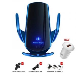 Chargeur Sans Fil Magn&eacute;tique Pour Voiture,Support De T&eacute;l&eacute;phone Automatique,Accessoires De T&eacute;l&eacute;phone Portable,Induction Infrarouge Pour Iphone,Xiaomi,30w.Blue. - Neuf