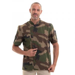 Veste De Cuisine Mixte - Nero Camouflage - Manches Courtes - Robur - T1 S - Neuf