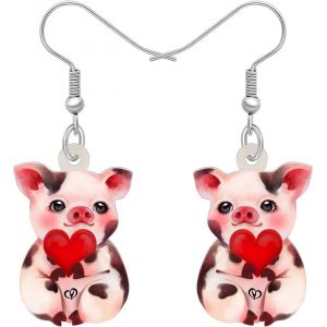 Kal-Acrylique Rose Boucles D'oreilles Cochon Bijoux Dangereux Anime Cochon Cadeaux Pour Les Amateurs De Cochon Boucles D'oreilles Femme Fille Charme - Neuf