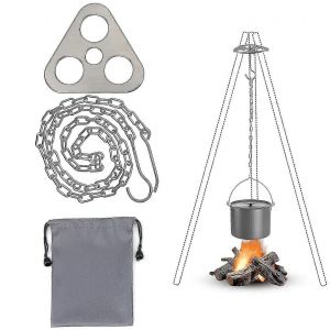 Accessoires De Gril De Tr&eacute;pied, Planche De Gril De Tr&eacute;pied De Camping Accessoires D'ustensiles De Cuisine De Camping Portables En Acier Inoxydable Avec Cha&icirc;ne R&eacute;glable Compatible Hanging Co - Neuf