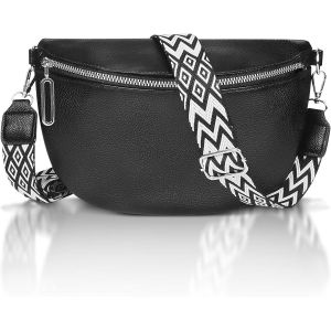 Sac Banane Femme, Petit Sac Bandoulière Avec Bandoulière Amovible (Noir)[H1116] - Neuf