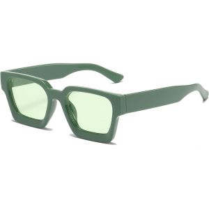 Lunettes De Soleil Rectangle Vintage Pour Femme Homme, Rétro Lunettes De Soleil Carré Mode Chunky Protection Uv400 - Neuf