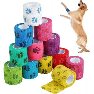 Asfasfq-12 Pièces De Bandage Autoadhésif, Bande Cohesive Et Bande Strapping Adhésif, Strap Sport Pour Chiens, Chevaux Et Animaux ¿ Idéal Pour Protéger Articulations, Chevilles Et Poignets, 5 Cm X 4,5 - Neuf