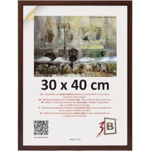 CMWX-Cadre de l'image MEGA - Foncé Brun (Noyer avec grain de bois optique) - 30x40 cm - cadre photo en bois avec verre acrylique - Neuf