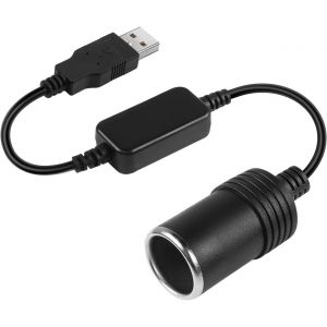 JGD-C&acirc;ble d'alimentation Adaptateur USB A vers Allume-Cigare, 0,3 m 5 V USB A m&acirc;le vers Prise Allume-Cigare 12 V Femelle c&acirc;ble convertisseur pour enregistreur de Conduite de Voiture, GPS (USB A) - Neuf