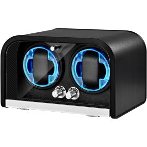 Remontoir Automatique 2 Montres (Noir) ; Moteur Ultra-Silencieux ; 4 Modes De Rotation ; &Eacute;clairage Led Int&eacute;gr&eacute;. Cadeau Id&eacute;al. - Neuf