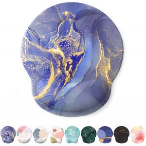 NSIECD-Tapis de Souris Support de Repose-Poignet, Tapis Souris Ergonomique en Gel, Tapis de Souris Frais pour Gamer, Repose Poignet Souris avec Base en PU antid&eacute;rapant (Marbre &agrave; Paillettes dor&eacute;es) - Neuf