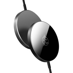 JGD-Lot de 2 chargeurs magn&eacute;tiques sans fil 15 W - Station de charge inductive avec fonction magn&eacute;tique - Compatible avec iPhone 15/14/13/12 - Noir - Neuf