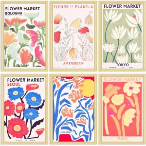 Eryi-Lot De 6 Affiches Decoration Murale, Poster Art Mural Abstrait Floral Botanique, Tableaux, Posters Et Arts Décoratifs, Sans Cadres, Pour Salon, Chambre À Coucher, Salle À Manger, 30 X 21cm - Neuf