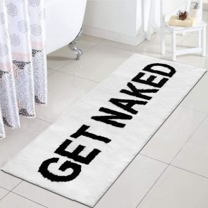 Kal-Get Naked U2013 Tapis De Salle De Bain Mignon Et Amusant Pour Décoration De Salle De Bain D'appartement, Blanc, Lavable En Machine, 45,7 X 119,4 Cm - Neuf