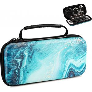 Housse de Protection Compatible avec Switch OLED 2021 & Switch, &Eacute;tui de Rangement avec 10 Emplacement pour Carte de Jeu, Coque en PU Portable pour Manette & Accessoires - Neuf