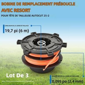 Bobine Preenroulee Remplacement avec Ressort pour Tete Debroussailleuse Stihl AutoCut 25-2 FS55 FS55R FS56 FS56RC FS70 FS70R FS80 FS90 FS90R FS100 FS120 Fil Debroussailleuse, Lot de 3 - Neuf