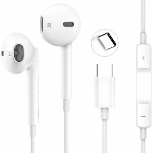 LORANKA-&Eacute;couteurs Filaires USB-C pour iPhone 17/16/15 &Eacute;couteurs Intra-Auriculaires Hi-FI St&eacute;r&eacute;o Typ-C avec Microphone et Contr&ocirc;le du Volume pour iPhone 17/16/15, Samsung S24/S23, iPad - Neuf