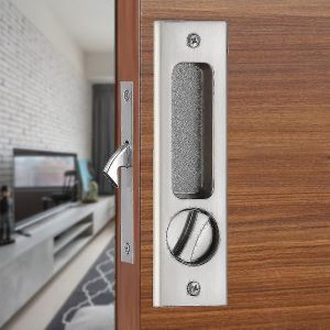 Serrure de porte coulissante invisible &agrave; poign&eacute;e encastr&eacute;e, loquet encastr&eacute;, quincaillerie pour meubles en bois - Neuf