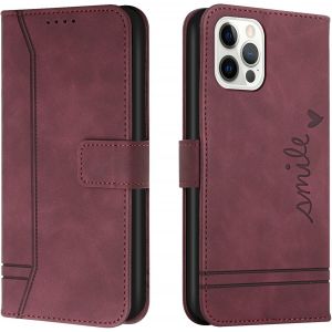 Kal-Coque Pour Iphone 13 Pro, Protection Portefeuille Etui À Rabat Housse Premium En Cuir Pu Avec Antichoc Tpu Fermoir Magnétique Flip Pochette Housse Pour Iphone 13 Pro (6,1 Pouces) (Rouge) - Neuf