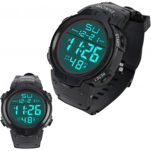 Kalanka-Montre Digitale Homme, &Eacute;tanche Montre Sport, R&eacute;tro-&Eacute;clairage Led Montre Num&eacute;rique Avec Grand Cadran, Alarme Chronom&egrave;tre Montre Bracelet En Silicone Pour Hommes - Neuf