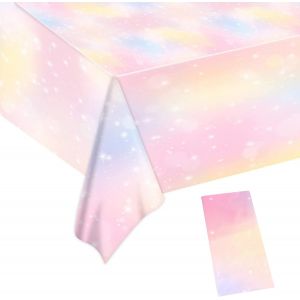 Mevronisshop-Nappe En Plastique, Nappes Arc-En-Ciel Pastel, Parfait Pour Les F&ecirc;tes D'anniversaire Des Enfants D&eacute;coration R&eacute;union De Famille(274x137 Cm) - Neuf