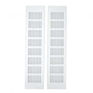 Lot de 2 grilles d'aeration rectangulaires en alliage d'aluminium pour armoire, armoire a chaussures, placard, 80 x 350 mm - Neuf