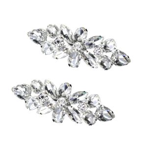 2pcs Bling Bling Cristal Strass De Mariage De Partie De Bal Chaussures De Clips Boucles De Décorations Pour Les Femmes De 0,98×De 2,95 Pouces - Neuf