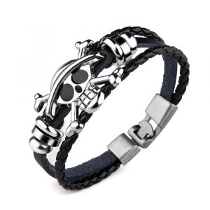 Bracelet T&ecirc;te De Fant&ocirc;me Punk One Piece Luffy En Acier Inoxydable Lea - Neuf
