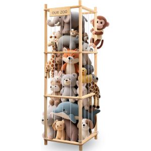 SUBZONAL-Rangement Peluche de Enfant, Range Peluche en Bois Gain de Place,Grande Capacit&eacute;,136*40*40CM Plush Storage Tower Rangement Jouet Enfant pour Chambre &agrave; Enfants, Salle de Jeu, Chambre &agrave; Couche - Neuf