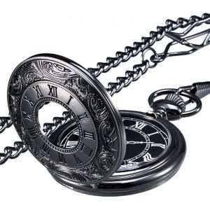 Vintage À Quartz Montre De Poche Avec Chiffres Romains Et Index De La Chaîne, Gothique Bijoux Pour Halloween - Neuf