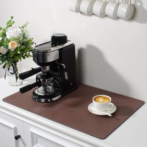 Nbgcm-Tapis Egouttoir Vaisselle 50 X 40cm,Tapis Absorbant Vaisselle,Tapis Egouttoir Vaisselle Absorbant,Tapis Machine A Cafe,Tapis De Séchage Vaisselle Egouttoir Antidérapant Pour Cuisine,Bar(Brun) - Neuf