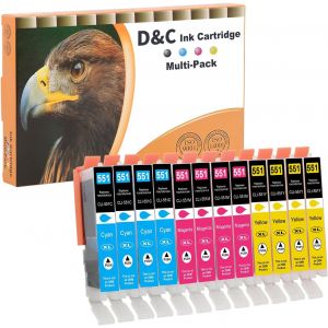 12X 551Xl Cartouches D'Encre Compatibles Avec Canon Cli-551 Xl Cartouches Pour Canon Pixma Ip8750 Ip7250 Mg5650 Mg5550 Mx725 Ix6850 Mg6450 Mg5450 Mg6350 Ip7200 Mg6650 Mx920 Ix6800 Mg5655 Ix6820 - Neuf