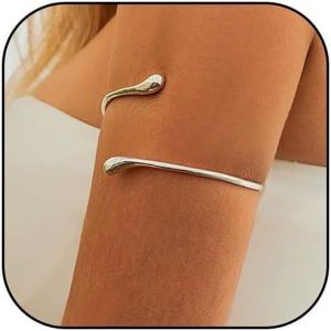 Eryi-Bracelet En Spirale Dorée Pour Femme - Bracelet En Or - Bracelet Minimaliste - Chaîne De Lave Liquide - Bracelet Ouvert Pour Femme (Argent) - Neuf