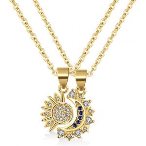 Trahoo-Collier Couple Soleil Et Lune Cadeau Pour Couple Collier Fantaisie Pour Les Couples Et Les Meilleurs Amis - Neuf