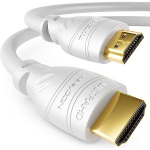 0,5m Câble HDMI 2.0a/b-Haute Vitesse avec Ethernet-UHD 2160p 4K@60Hz 4:4:4 HDR HDCP 2.2 ARC CEC Ethernet 3D Full HD 1080p Dolby-Blanc - Neuf