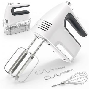 Batteur &Eacute;lectrique 5 Vitesses 400w Avec &Eacute;tui De Rangement, Turbo Boost, Plat Beaters, De La P&acirc;te &Agrave; Crochets, Fouetter, Blanc - Neuf
