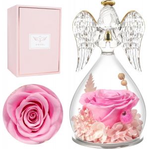 Rose Eternelle Cadeau Femme, Fleur Eternelle Cadeau Anniversaire Femme Mariage, Rose &Eacute;ternelle Guardian Ange Figurine Cadeaux Maman Mamie Belle Mere, Cadeaux Noel Saint Valentin Fete des Meres - Neuf