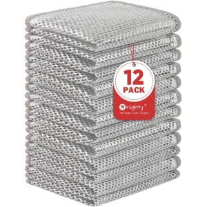 LORANKA-Orthy Lot de 12 chiffons m&eacute;talliques anti-rayures multi-usages pour vaisselle humide et s&egrave;che, r&eacute;utilisables pour le nettoyage de la cuisine - Neuf