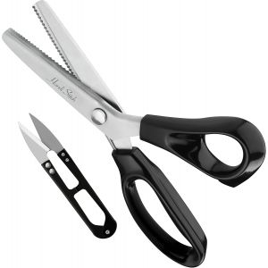 Kalanka-Ciseaux Cranteurs Couture Avec Coupe-Fil - Longueur Totale 23 Cm - Ciseaux Crant&eacute;s Avec Poign&eacute;es Noires - Dents De 3 Mm - Ciseaux De Couture En Acier Inoxydable Pour Couture Et Papier - Neuf