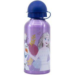 Mdy-- Gourde - Aluminium - Pour Enfant - Crèche - Maternelle - Ecole - Vacances - Repas - 17,5 Cm U2013 400 Ml - Hydratation - Idée Cadeau - La Reine Des Neiges - Violet - Pour Fille - Neuf