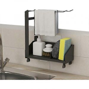 Porte-&Eacute;ponge D'&eacute;vier,Porte-&Eacute;ponge &Agrave; Ventouse,Rangement D'&eacute;vier Avec Porte-Serviettes,Plateau Amovible,Comptoir Adh&eacute;sif,Porte-&Eacute;ponge En Acier Inoxydable,Rouille - Neuf