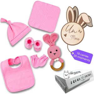 Yemaesre-Coffret Naissance Fille, Cartes Étapes Bébé Mes 12 Premiers Mois, Anneau De Dentition, Ensemble Naissance Bébé Fille, Bébé Naissance, Cadeau Naissance Fille, Liste De Naissance Bébé - Neuf