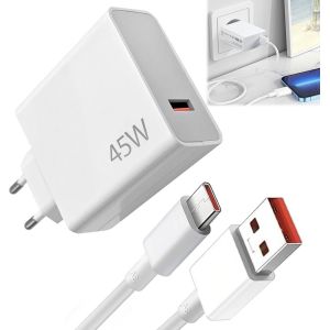 Loc-45W Chargeur Rapide Usb,Chargeur 45W Avec C&acirc;ble Usb C 1M,Pour Xiaomi Pad 6 5 Redmi Note 14 13 12S 12 Poco Pad M6 Mi 10T Pro Lite - Neuf