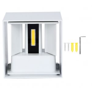 Hjlian Applique Murale Led D'exterieur Etanche 85-265 V 3000-3200 K, Carree, En Aluminium, A Intensite Variable (Blanc 10 W) - Neuf
